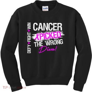 Breast Cancer Picked The Wrong Diva Kids Sweatshirt