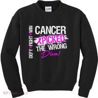 Breast Cancer Picked The Wrong Diva Kids Sweatshirt thumb 0