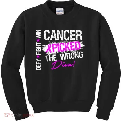 Breast Cancer Picked The Wrong Diva Kids Sweatshirt