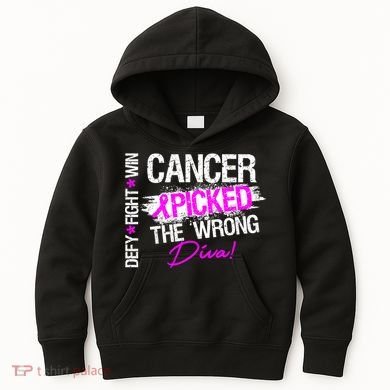 Breast Cancer Picked The Wrong Diva Kids Hoodie
