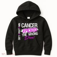 Breast Cancer Picked The Wrong Diva Kids Hoodie thumb 0