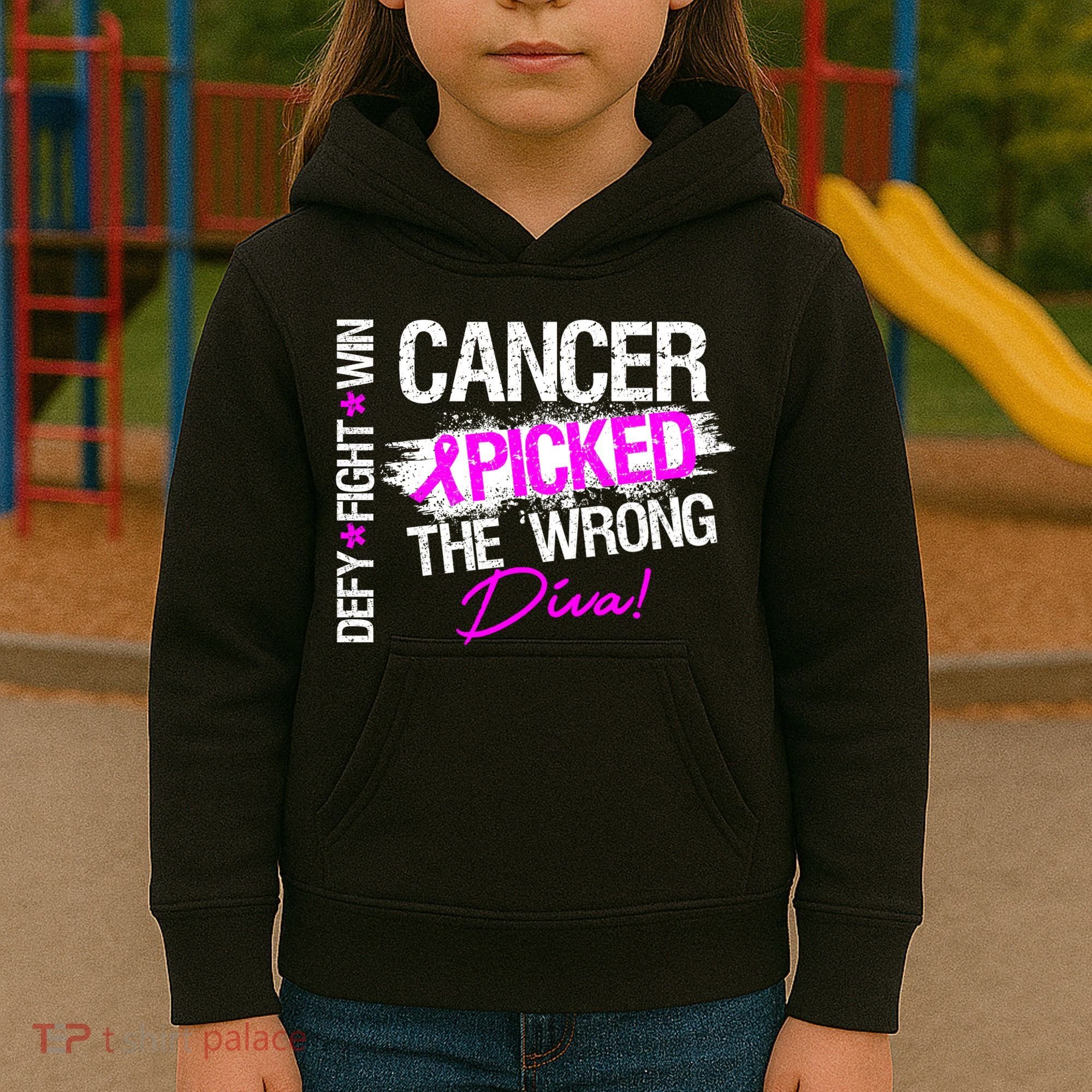 Breast Cancer Picked The Wrong Diva Kids Hoodie