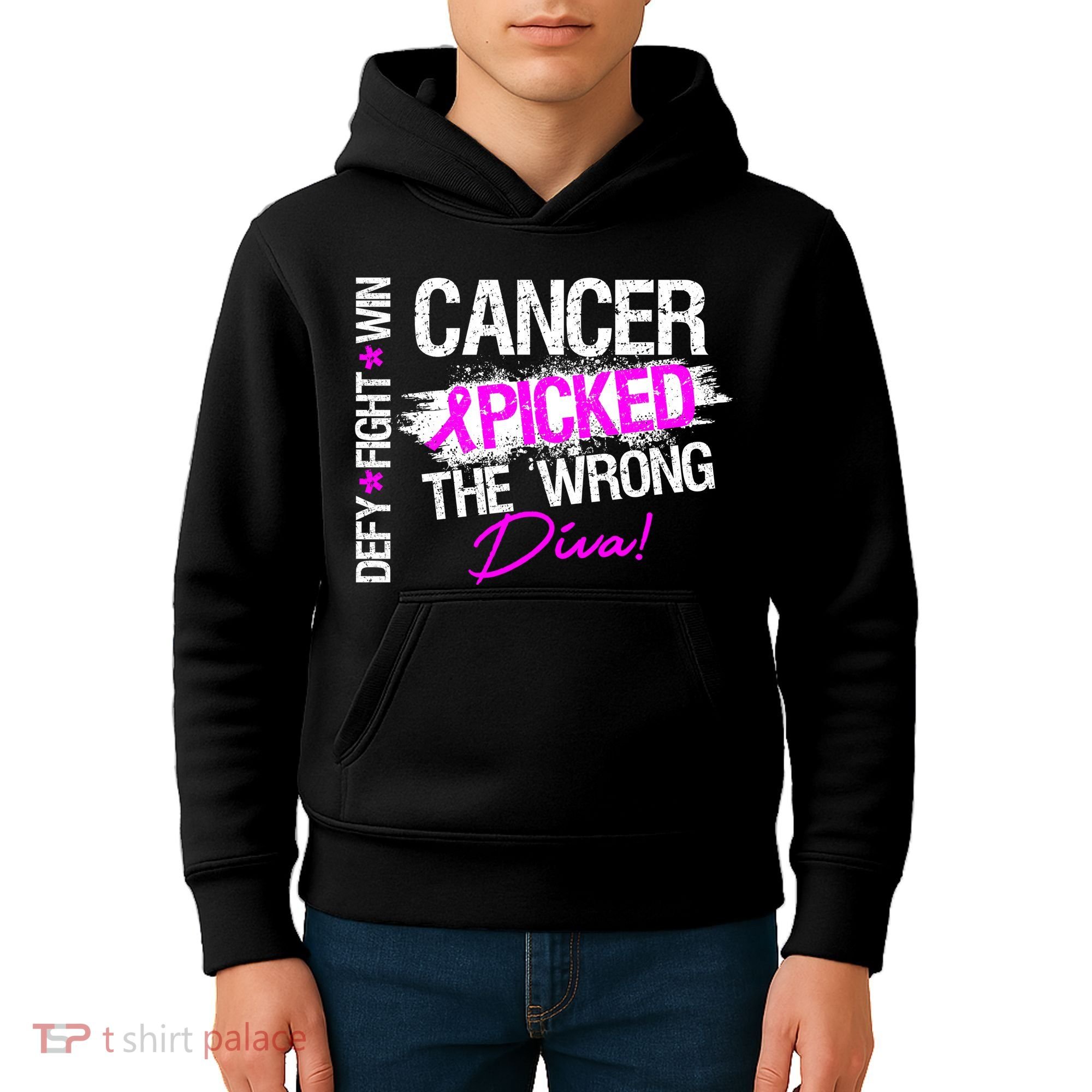 Breast Cancer Picked The Wrong Diva Kids Hoodie