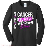 Breast Cancer Picked The Wrong Diva Kids Long Sleeve Shirt thumb 0