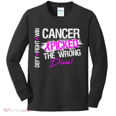 Breast Cancer Picked The Wrong Diva Kids Long Sleeve Shirt