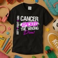 Breast Cancer Picked The Wrong Diva Kids T-Shirt thumb 3