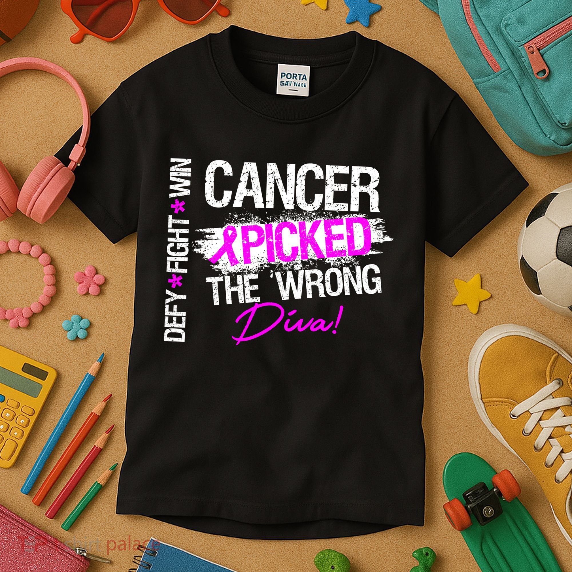 Breast Cancer Picked The Wrong Diva Kids T-Shirt