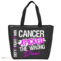 Breast Cancer Picked The Wrong Diva Tote Bag thumb 0