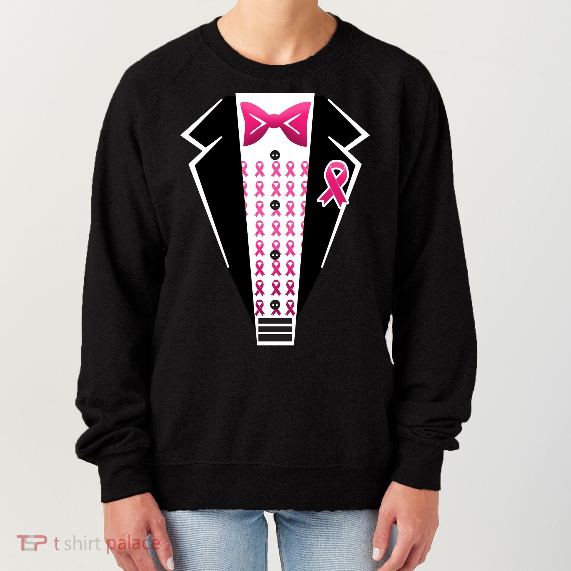 Breast Cancer Ribbon Tuxedo Women's Sweatshirt