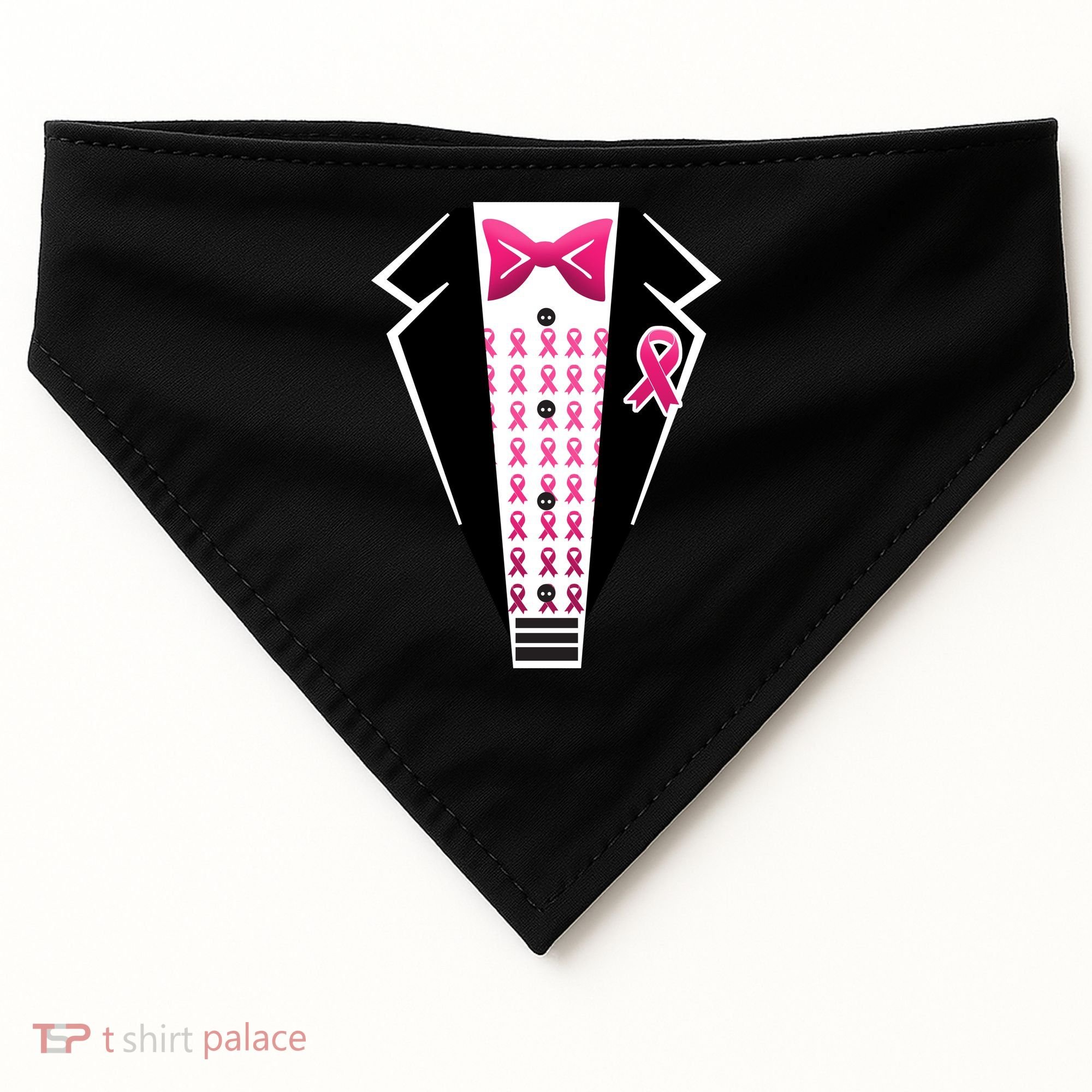 Breast Cancer Ribbon Tuxedo USA-Made Doggie Bandana