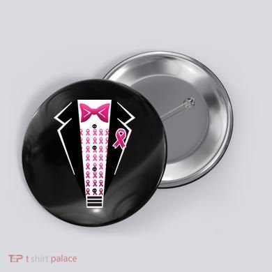 Breast Cancer Ribbon Tuxedo Button