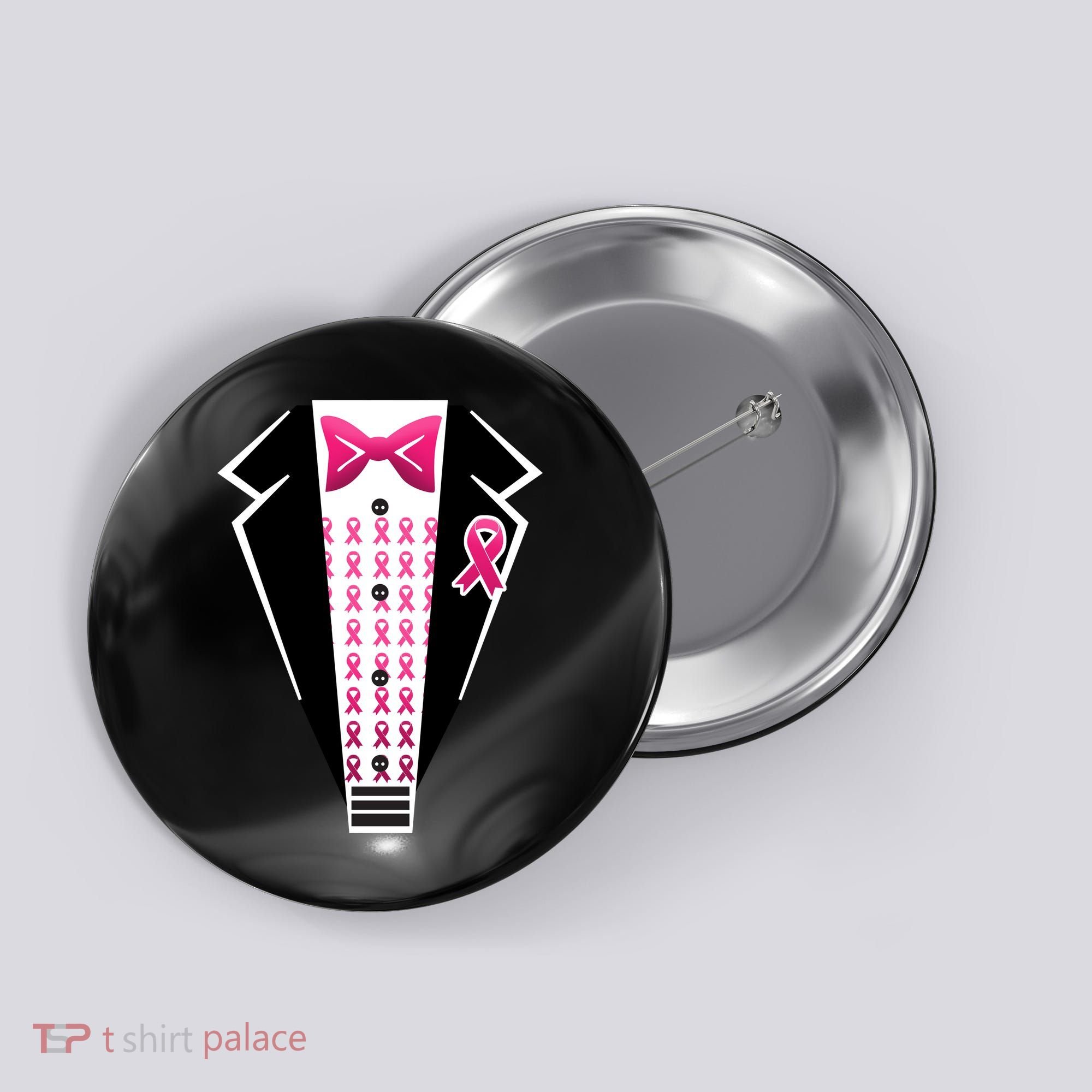Breast Cancer Ribbon Tuxedo Button