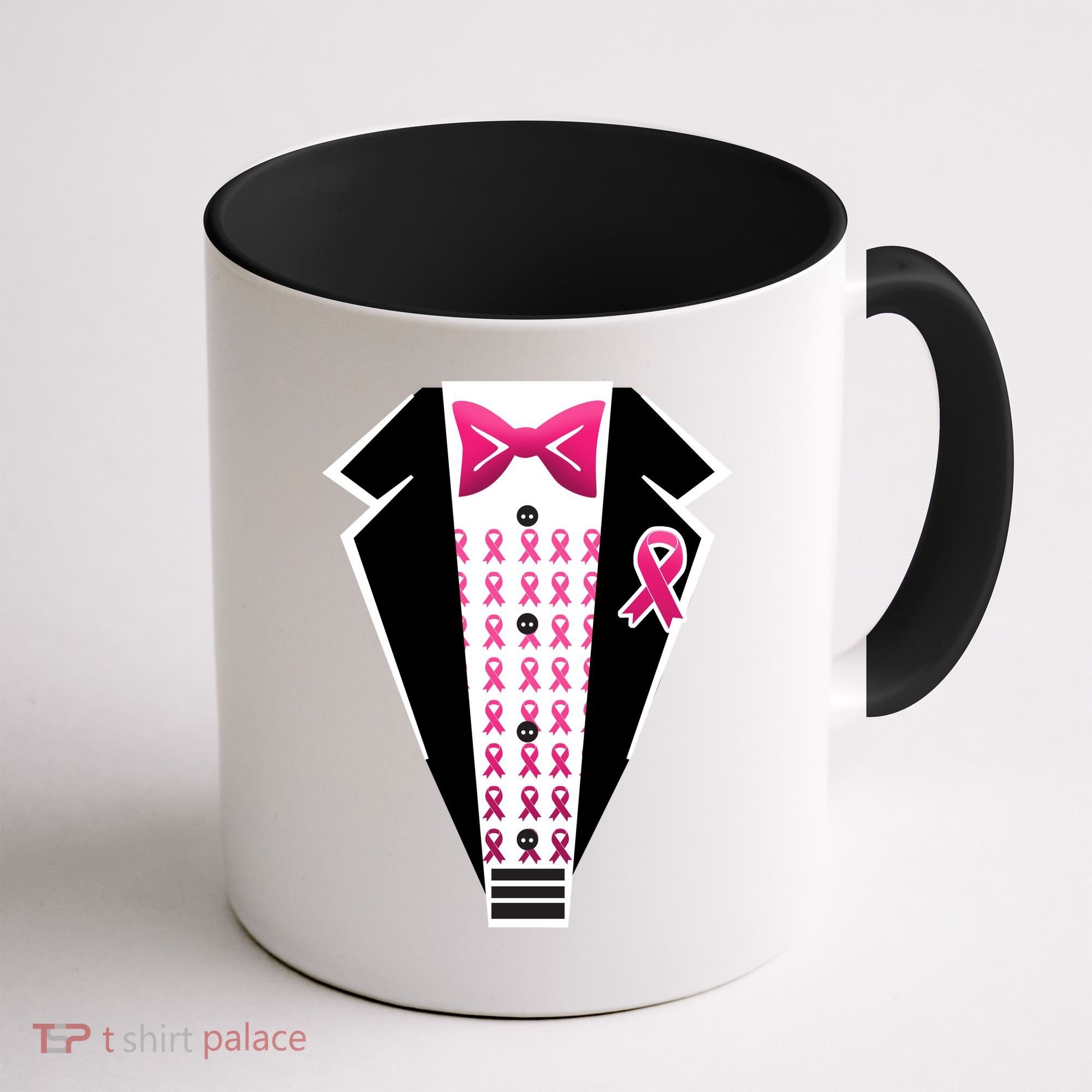 Breast Cancer Ribbon Tuxedo Coffee Mug