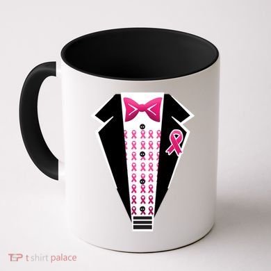 Breast Cancer Ribbon Tuxedo Coffee Mug