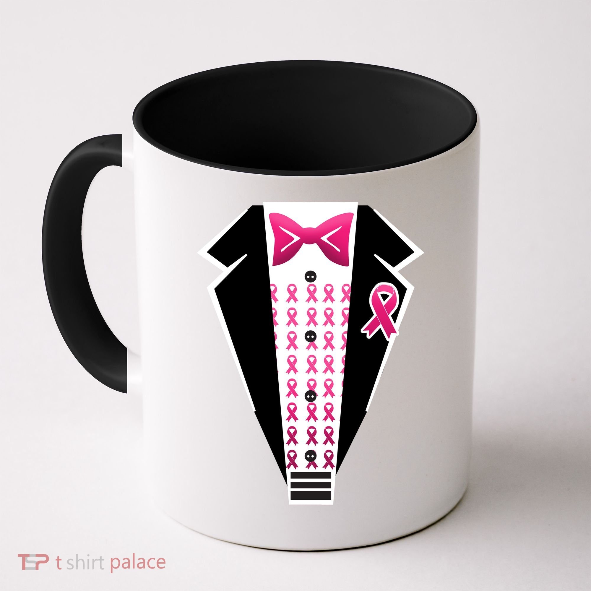 Breast Cancer Ribbon Tuxedo Coffee Mug