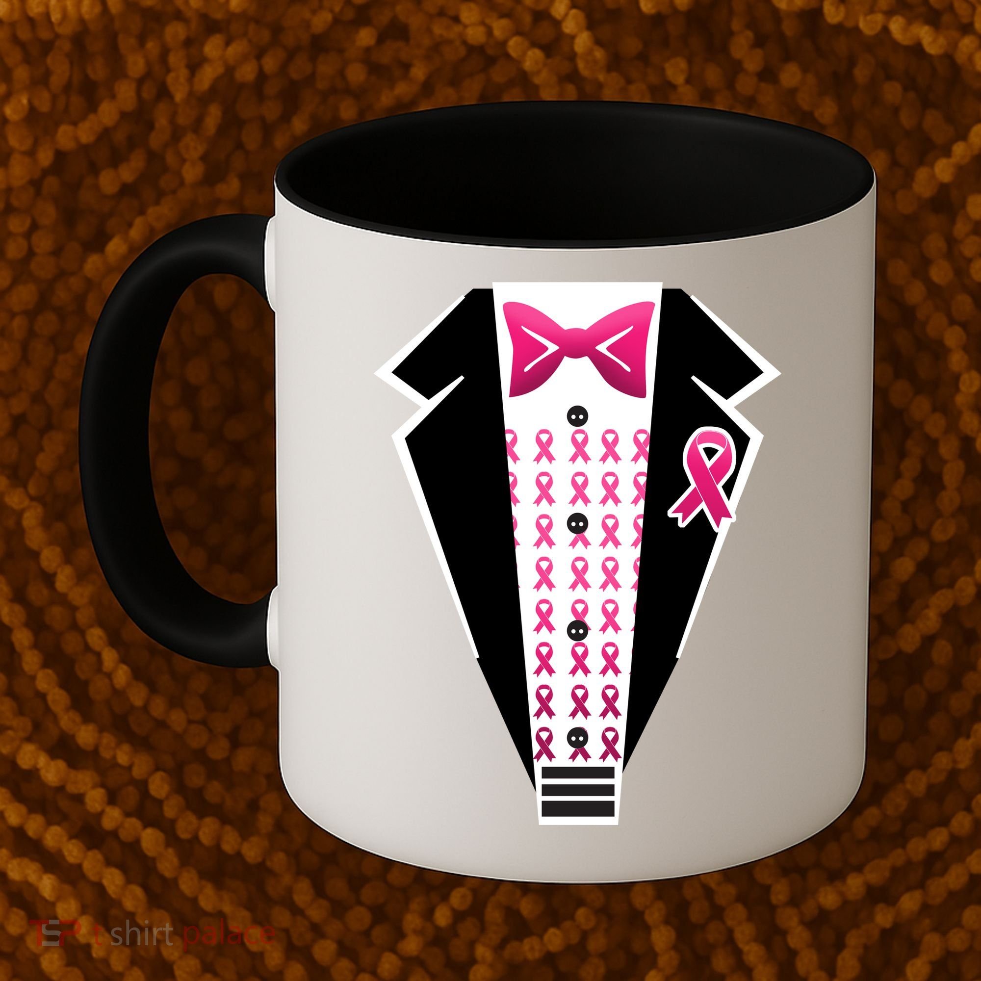 Breast Cancer Ribbon Tuxedo Coffee Mug