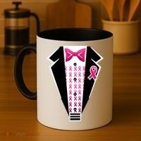 Breast Cancer Ribbon Tuxedo Coffee Mug thumb 4