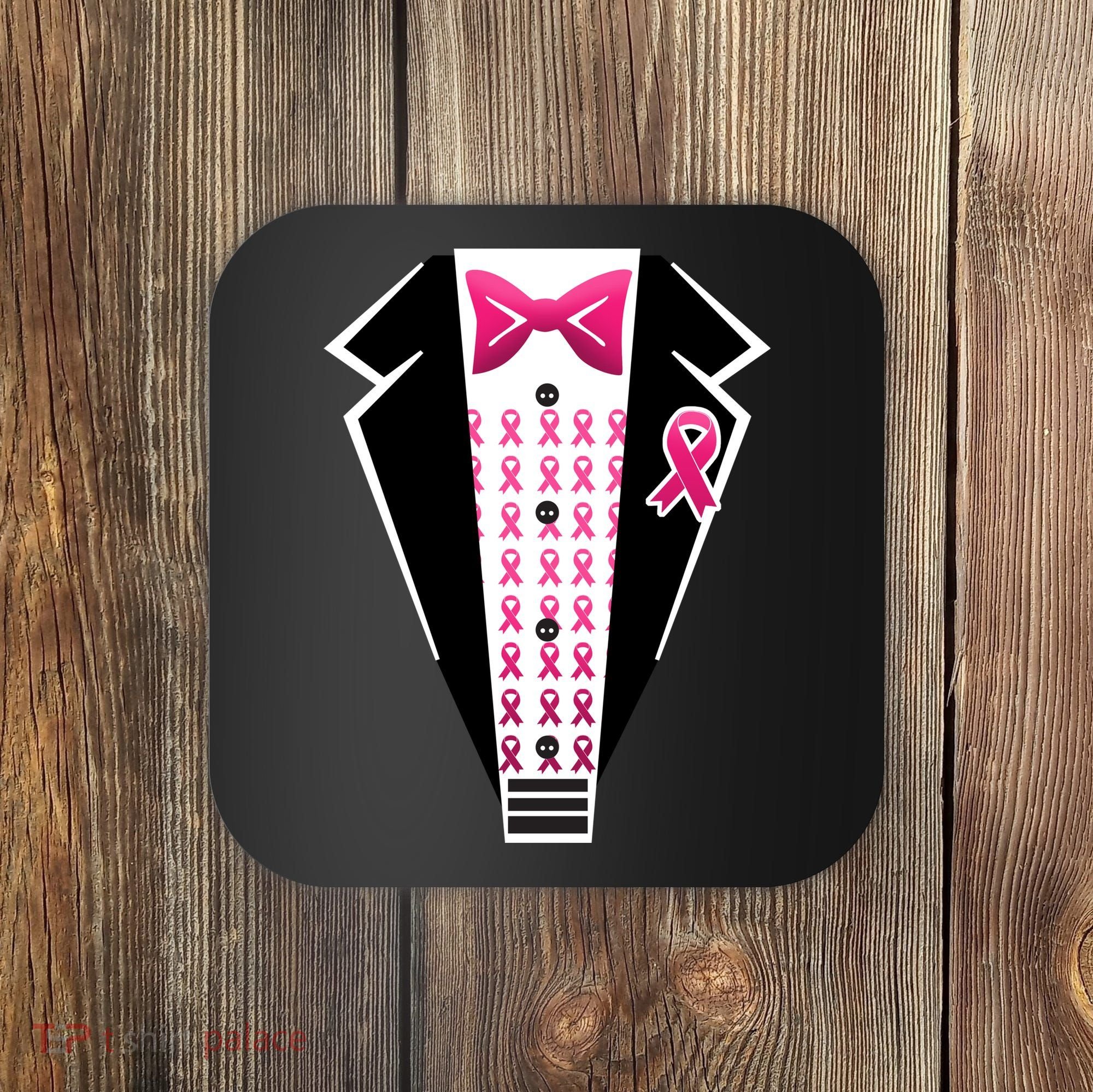 Breast Cancer Ribbon Tuxedo Coaster