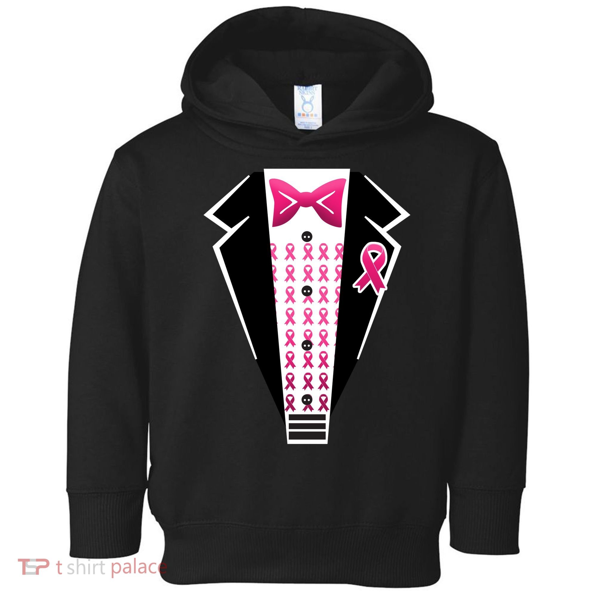 Breast Cancer Ribbon Tuxedo Toddler Hoodie