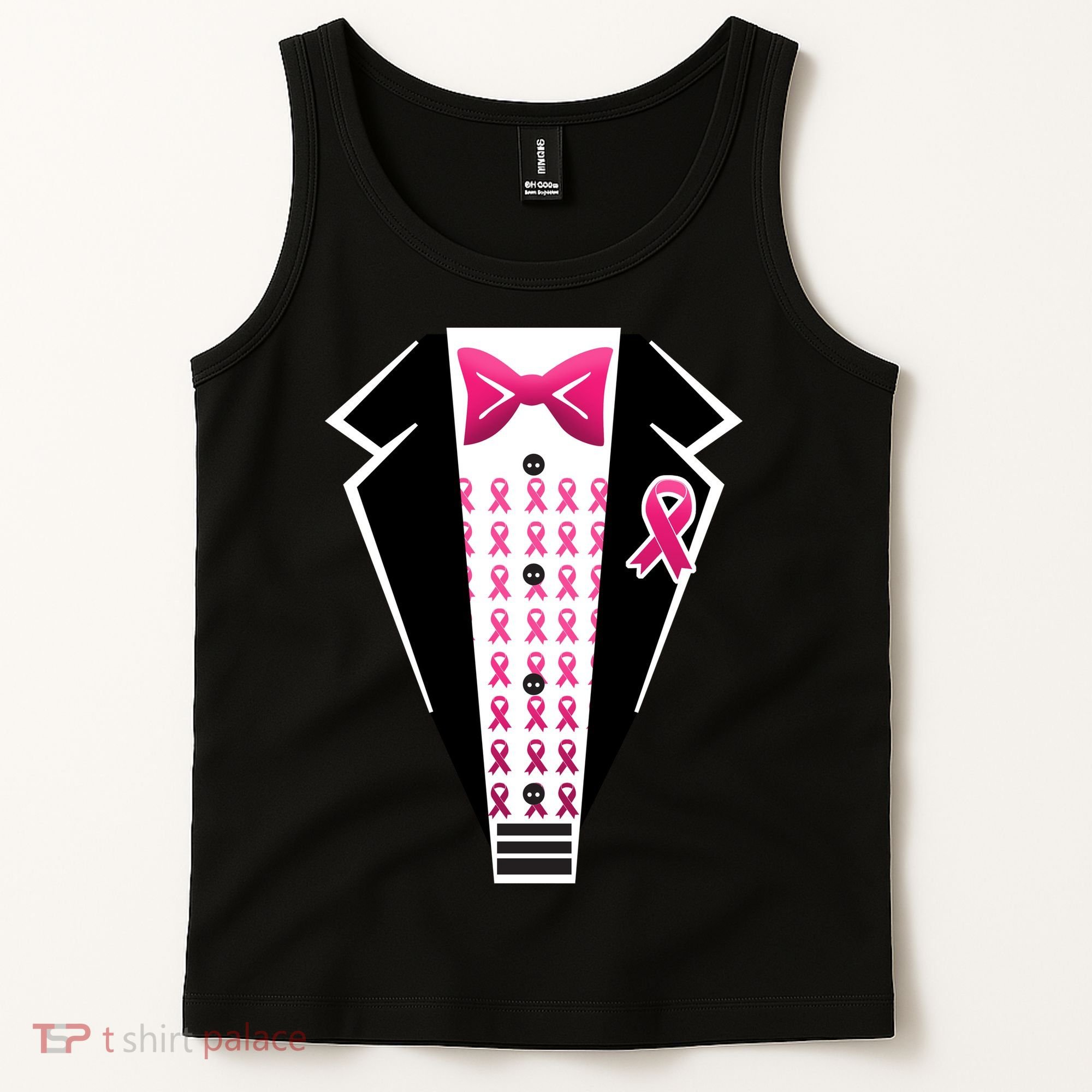 Breast Cancer Ribbon Tuxedo Tank Top