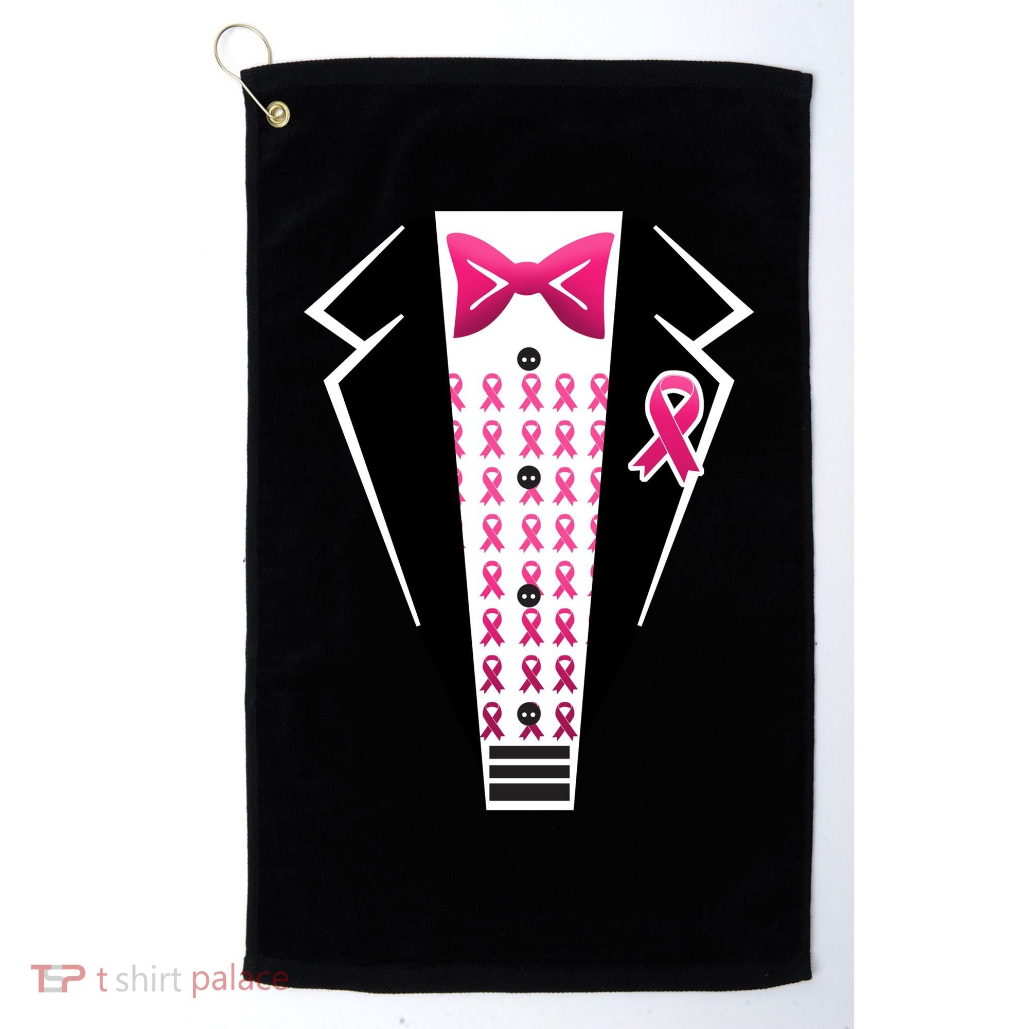 Breast Cancer Ribbon Tuxedo Golf Towel