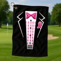 Breast Cancer Ribbon Tuxedo Golf Towel thumb 1