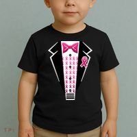 Breast Cancer Ribbon Tuxedo Toddler T-Shirt thumb 2
