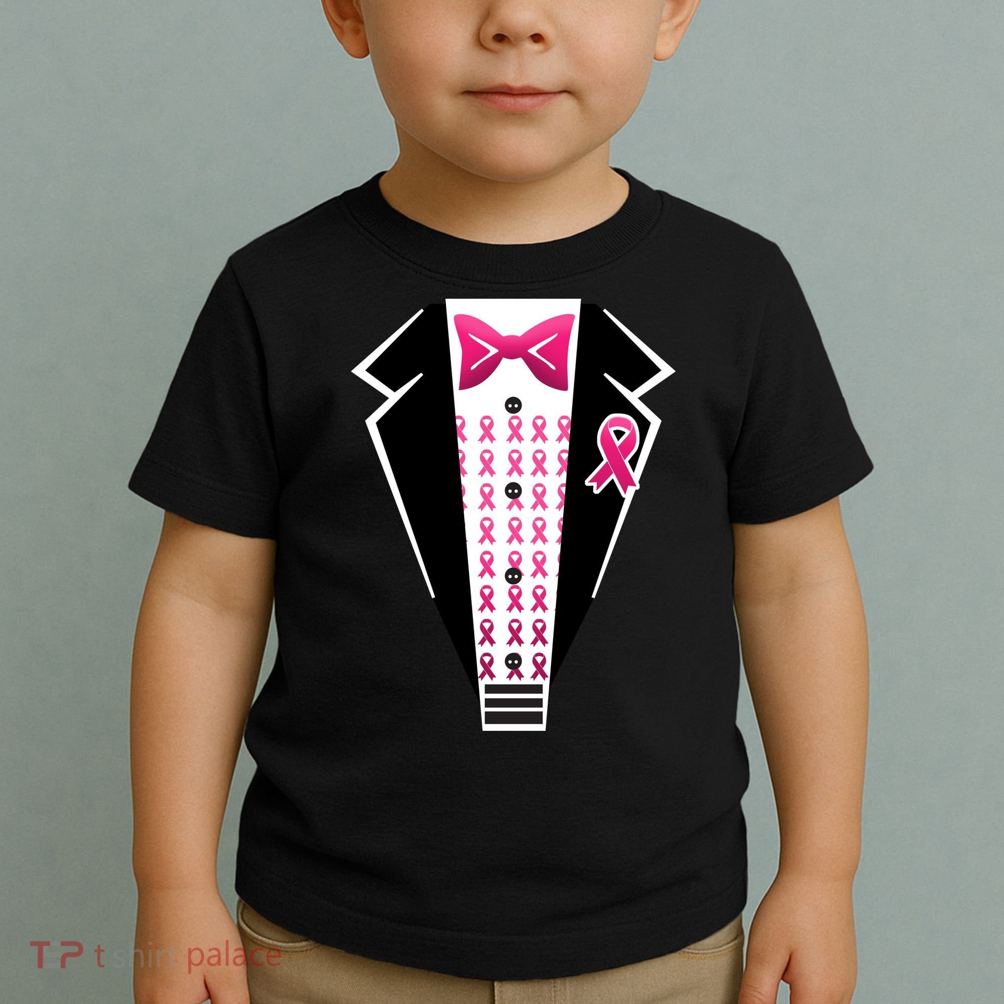 Breast Cancer Ribbon Tuxedo Toddler T-Shirt