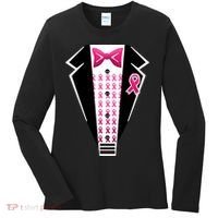 Breast Cancer Ribbon Tuxedo Women's Long Sleeve Shirt thumb 0