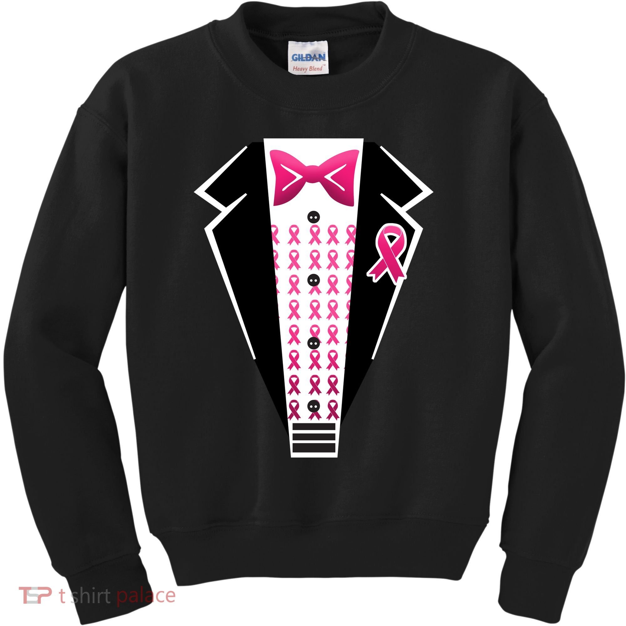 Breast Cancer Ribbon Tuxedo Kids Sweatshirt