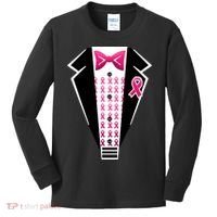 Breast Cancer Ribbon Tuxedo Kids Long Sleeve Shirt thumb 0