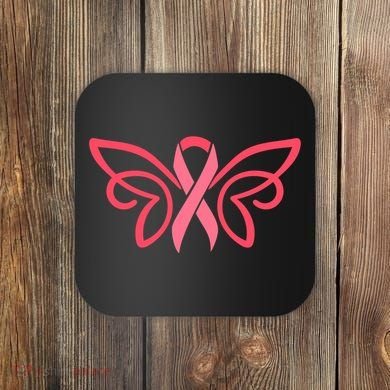 Breast Cancer Ribbon Wings Coaster
