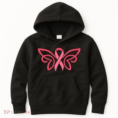 Breast Cancer Ribbon Wings Kids Hoodie