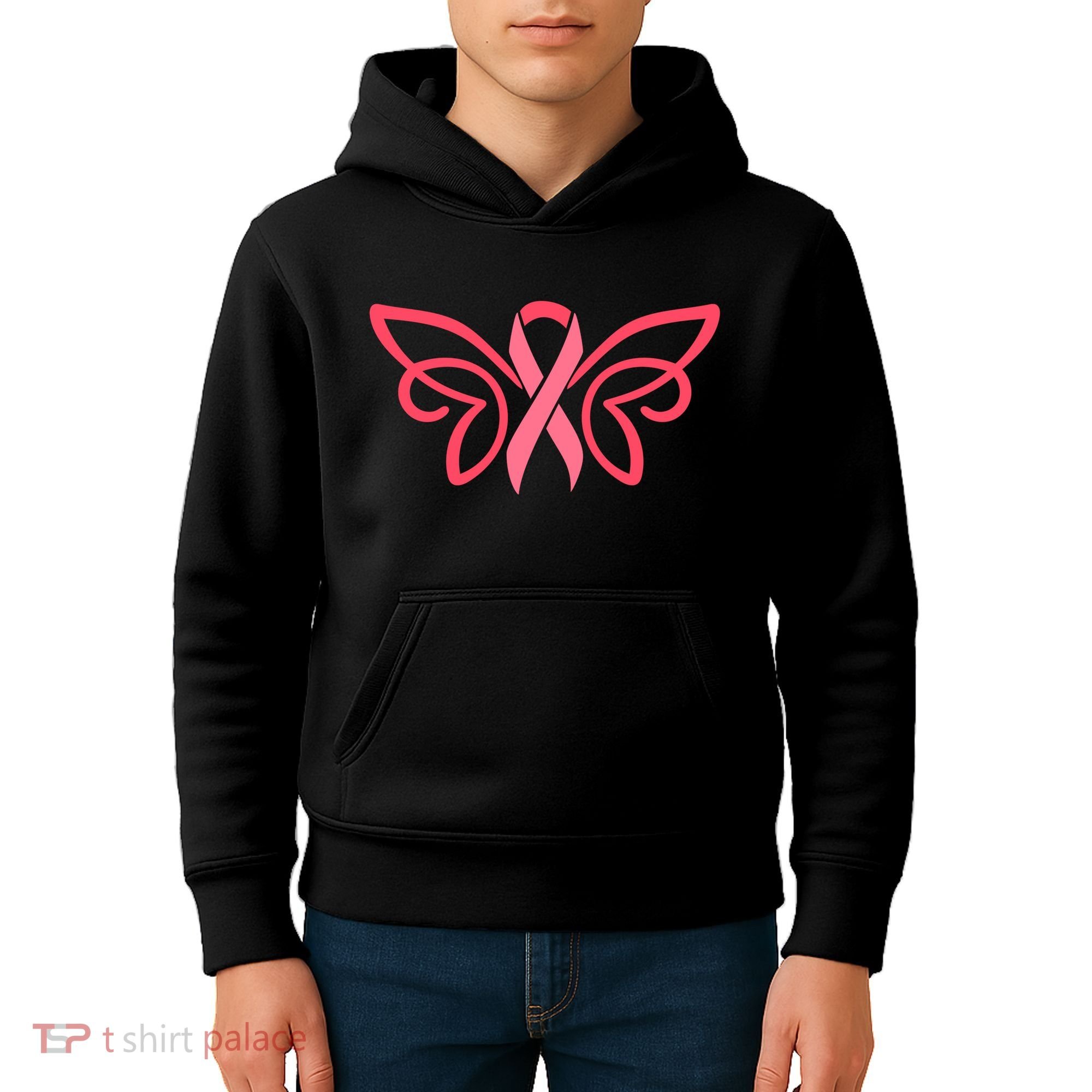 Breast Cancer Ribbon Wings Kids Hoodie