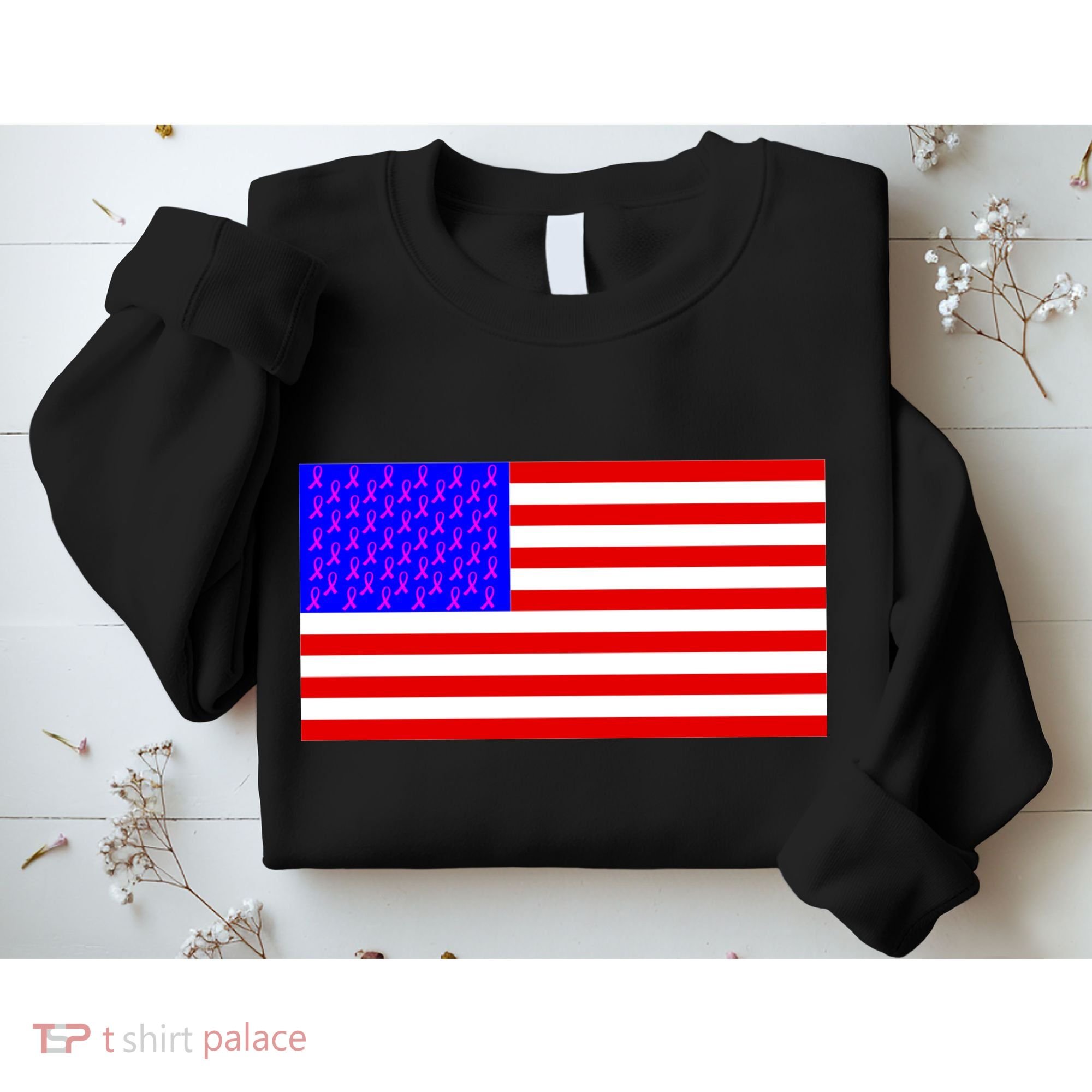 Breast Cancer Ribbons USA Flag Sweatshirt