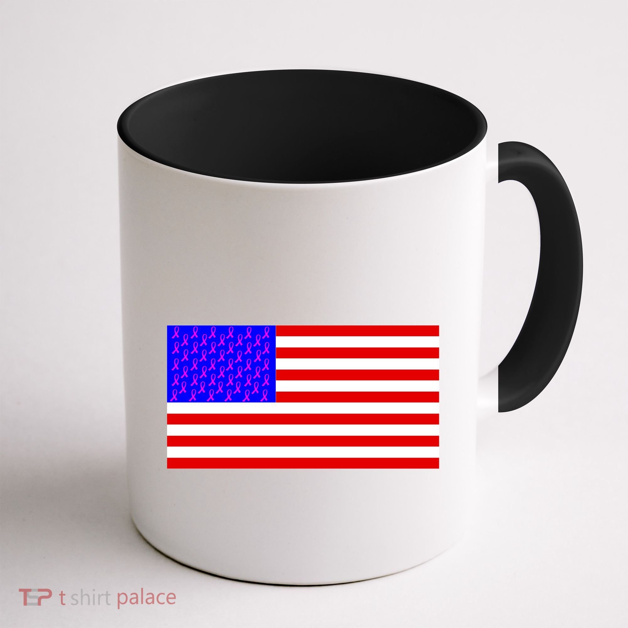 Breast Cancer Ribbons USA Flag Coffee Mug