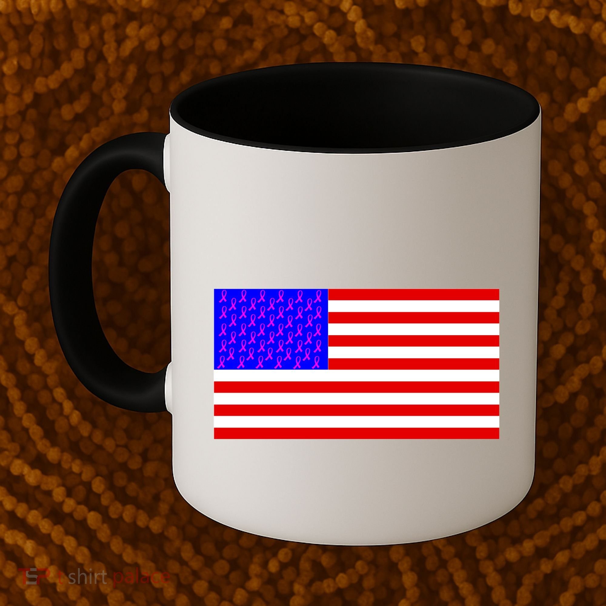 Breast Cancer Ribbons USA Flag Coffee Mug