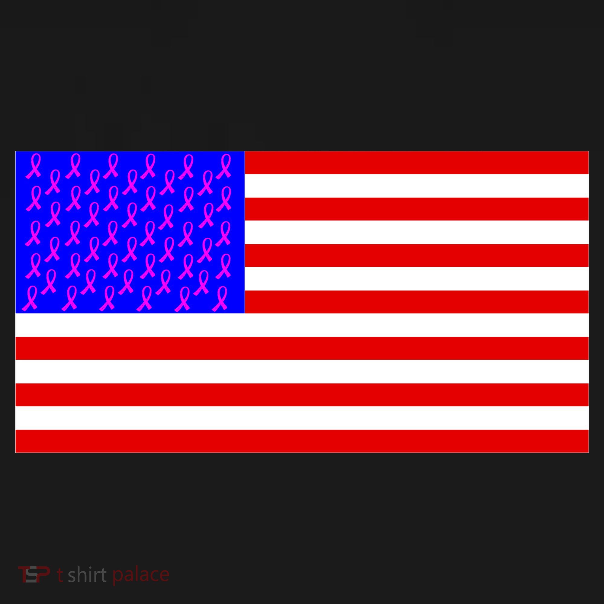 Breast Cancer Ribbons USA Flag Polo