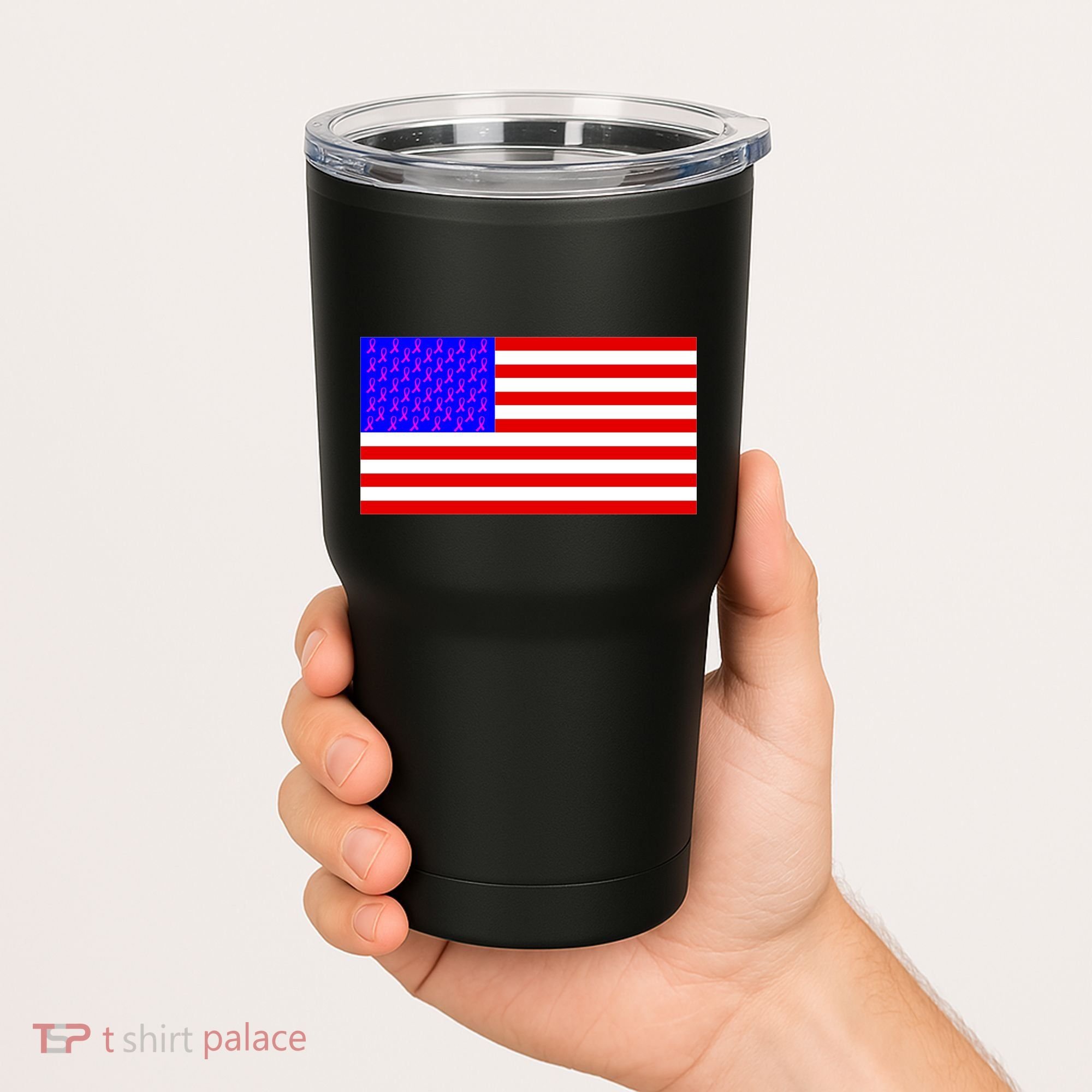Breast Cancer Ribbons USA Flag Tumbler