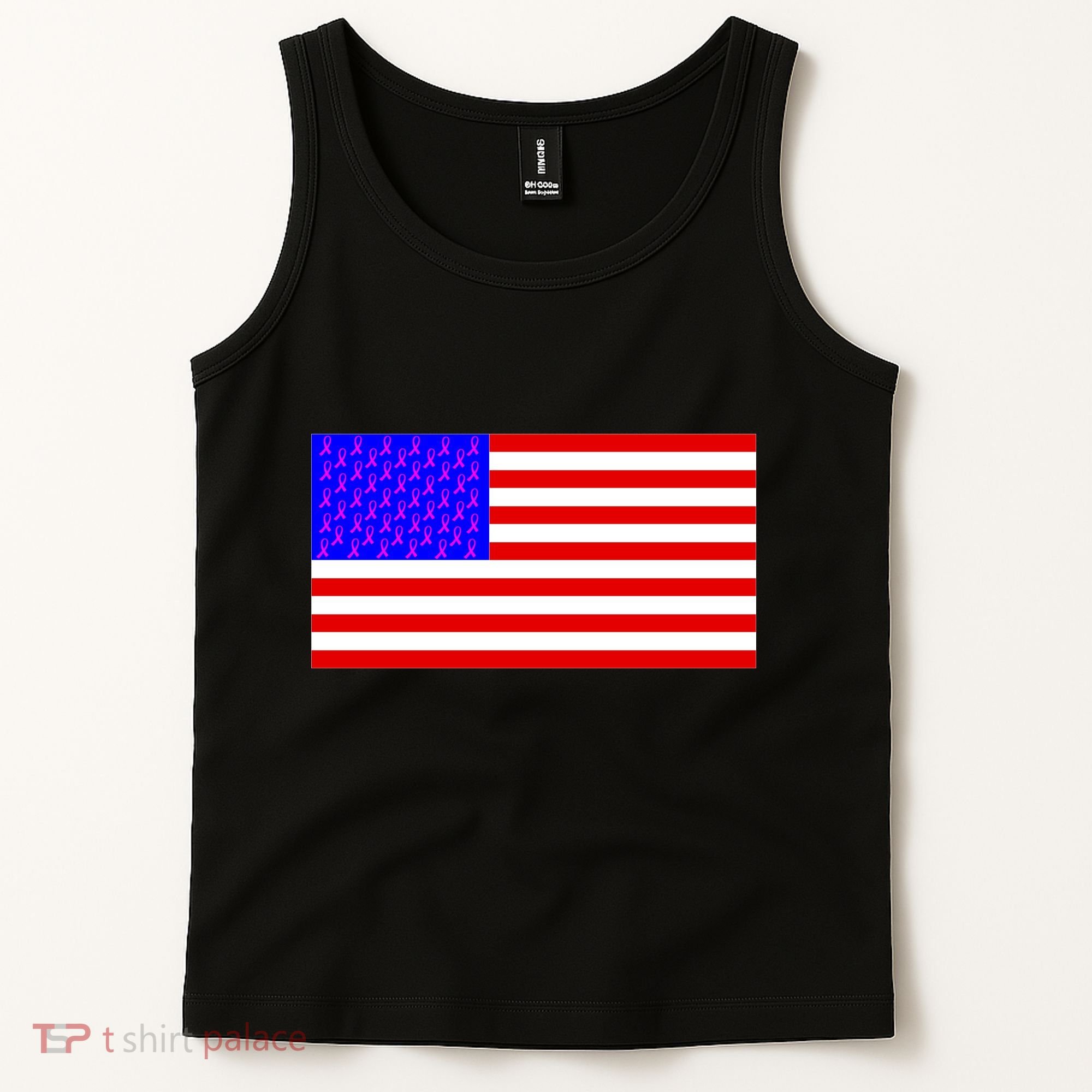 Breast Cancer Ribbons USA Flag Tank Top