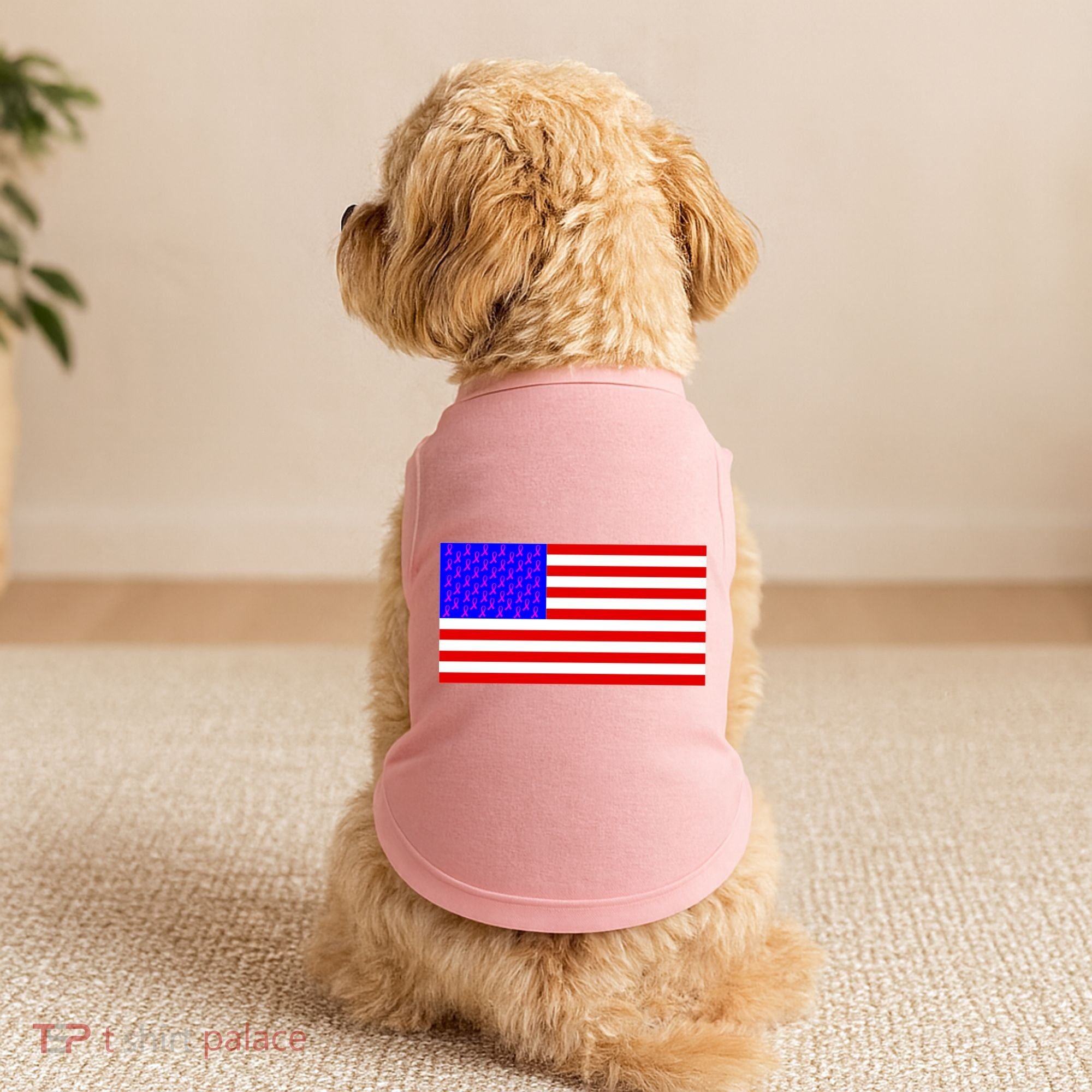 Breast Cancer Ribbons USA Flag Doggie Tank