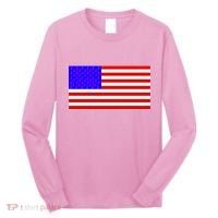 Breast Cancer Ribbons USA Flag Long Sleeve Shirt thumb 0