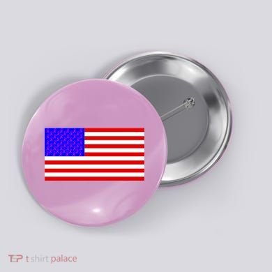 Breast Cancer Ribbons USA Flag Button