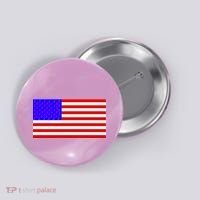 Breast Cancer Ribbons USA Flag Button thumb 0
