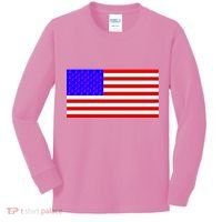 Breast Cancer Ribbons USA Flag Kids Long Sleeve Shirt thumb 0