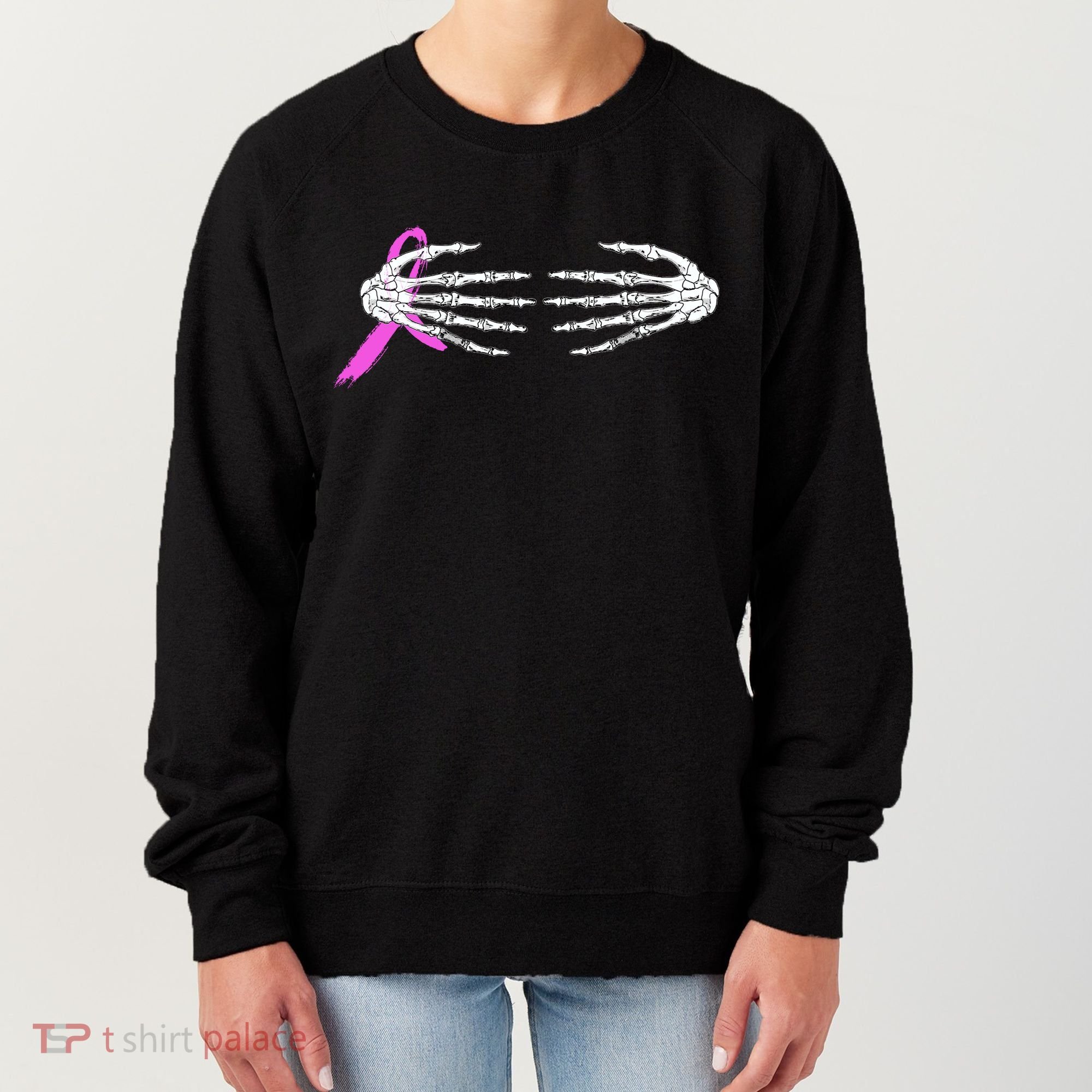 Breast Cancer Skeleton Hands Women's Sweatshirt