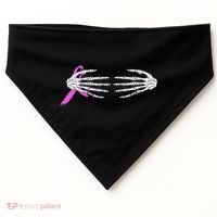 Breast Cancer Skeleton Hands USA-Made Doggie Bandana thumb 0