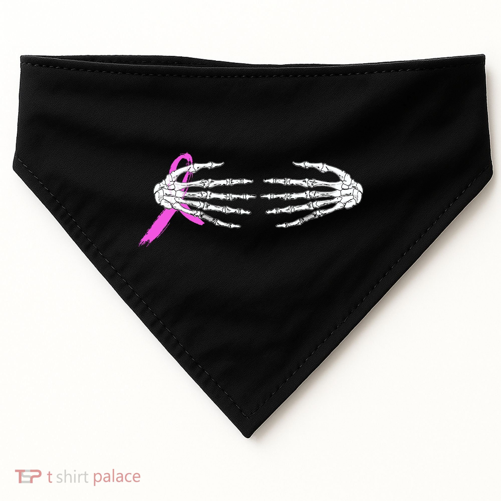 Breast Cancer Skeleton Hands USA-Made Doggie Bandana