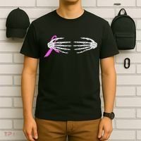 Breast Cancer Skeleton Hands T-Shirt thumb 6