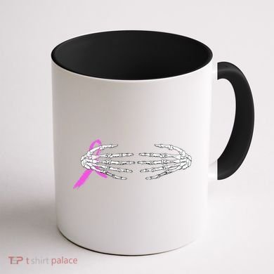 Breast Cancer Skeleton Hands Coffee Mug back